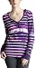 Roxy Junior's "For Sure" Stripe Hooded Henley,Petunia,Small