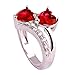 lingmei 7mm*7mm Heart Cut Cz Created Red & White Stone Love Women's Ring US Size