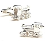 Antique Train Engine Sterling Silver Cufflinks Cuff Links