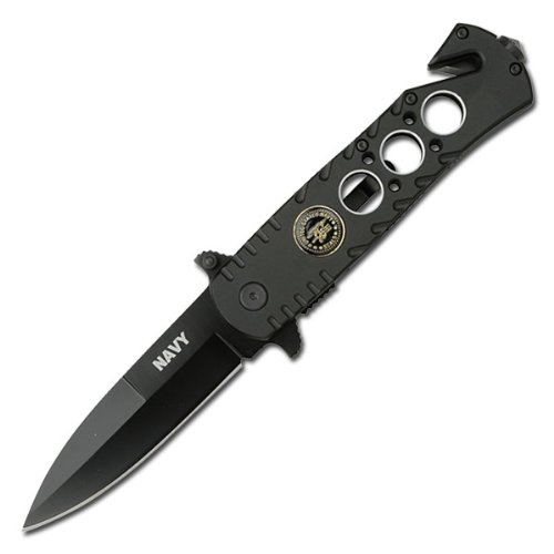 Navy Stiletto Style Rescue Folder Spring Assist Knife