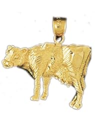 Dazzlers Solid 14k Gold Cow Charm Pendant Available in three colors from jewelsberry (weights: 3.3 grams only)