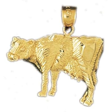 Cheap Girls Jewelry Dazzlers Solid 14k Gold Cow Charm Pendant Available in three colors from jewelsberry (weights: 3.3 grams only) For Sale
