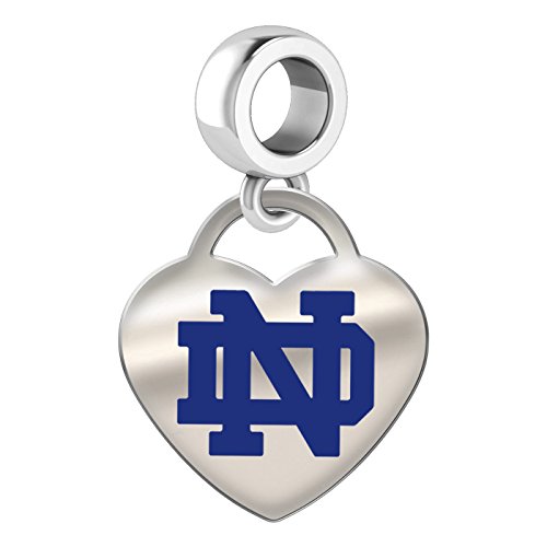 University of Notre Dame Fighting Irish Sterling Silver Color Heart Dangle Charm Bead