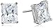 Amazon Collection Platinum Plated Sterling Silver Emerald Cut Cubic Zirconia Stud Earrings (4 cttw)