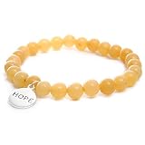 Sterling Silver Honey Jade Hope Wish Bead Stretch Bracelet