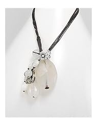 White Flower Cotton Waxed Thread Natural Stone Necklace