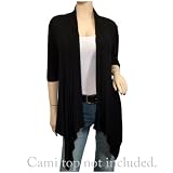 Plus Size Longline Drape Front Cardigan Black