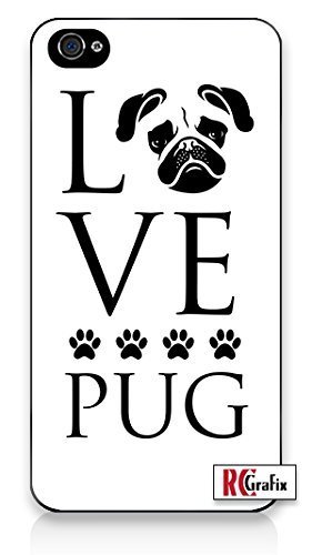 Love Pug Dog UV Print (not a sticker) Premium Direct Print iphone 6 Quality Hard Snap On Case for iphone 6/Apple iphone 6 - AT&T Sprint Verizon - White Case PLUS Bonus RCGRafix The Best Iphone Business Productivity Apps Review Guide