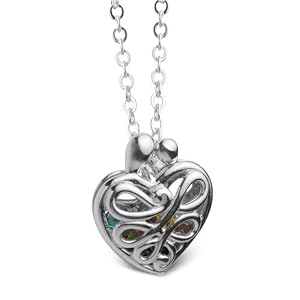 Loving Family® Sterling Mother's Heart Gift Locket with Set of 12 Birthstones - Large