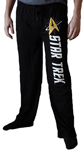 Star Trek Gold Emblem Mens Black Sleep Pants