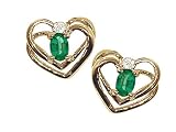 0.54 cts Genuine Emerald Earrings - 14kt White or Yellow Gold LIFETIME WARRANTEE