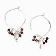 Pendulum Dangle Earrings in Sterling Silver with Garnet Gemstone Bead Clusters on a Designer Sterling Silver Hoop, #7451