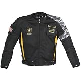 Power-Trip Delta Men's US Army Textile Street Racing Motorcycle Jacket w/ Free B&F Heart Sticker Bundle - Black/Gray Camo / Medium