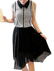 Knee Length Sleeveless Chiffon/Polyester Sheer Stretchy Pleated  Dress