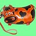 Unique Handmade Real Leather Coin Purse W/wristlet Strap, a Cow Design,zip Closure.a Collectible Leather Craft Item.