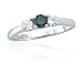 10k White Gold Blue and White Diamond 3-Stone Ring