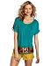 Awake Couture Women's Keyhole Back And Indian Embellishment Top, Bermuda Vine, Medium
