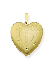 Genuine .925 Gold Plated Sterling Silver 24mm Cross Design Heart Locket. 100% Satisfaction Guaranteed.