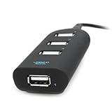 4 Port USB 2.0 Hub Power Strip Style Black