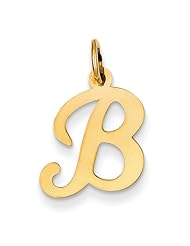 14k Yellow Gold Die Struck Initial B Charm Pendant. Metal Wt- 0.5g