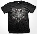Eagle With Fleur De Lis Shield Mens Tattoo T-shirt, Old School Eagle Coat Of Arms Tattoo Mens Shirt