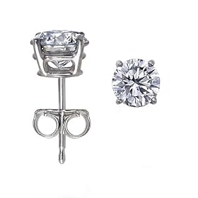14K Gold, Round, Diamond Stud Earrings