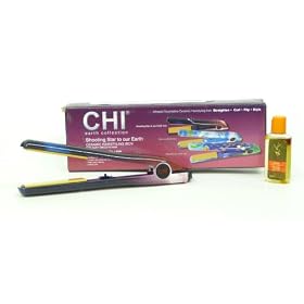 CHI Shooting Star to Our Earth 1 inch Ceramic Infrared Tourmaline Hairstyling Iron with Free Chi Organic Silk Oil 2oz (Chi Earth Collection by Farouk) Model# PM7455