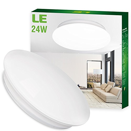 LE 24W 16-Inch Daylight White LED Ceiling Lights, 180W Incandescent (50W Fluorescent) Bulb Equivalent, 2000lm, 6000K, Ceiling Light Fixture, Ceiling Lighting, Flush Mount Light