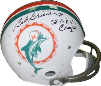 Bob Griese signed Miami Dolphins TK Riddell Throwback Suspension Helmet SBVII & SBVIII Champs