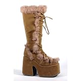 5 Inch Sexy Knee Hi Boot Theatre Costumes Camel Veg Suede Demonia