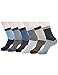 Men's Merino Wool Socks-6 Pack Thermal Outdoor Hiking Stripe Crew Socks