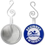 Creative Clam Blue Beginner Swimmer Pool Safety Alert 2.25 Inch Glass Mirror Backed Ornament