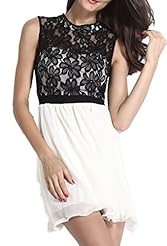 Sleeveless Lace Spring Summer Winter Polyester/Spandex High-Neck Checkered Print Skater Dress 