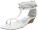 Bandolino Women's Plumskie Wedge Sandal,White/Silver Leather,8 M US