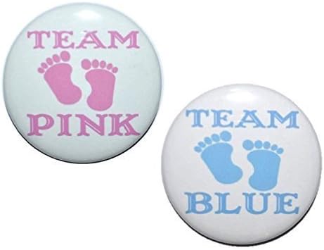 Gender Reveal Shower Party Pack. 20 count- 2 1/4 inch pin-back gender reveal buttons.