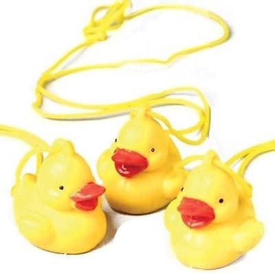 lot 6 Fun Rubber Duck Ducky Necklaces Party Favors bird toy luau baby bath tub