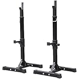 Yaheetech 2pcs Adjustable Rack Standard Solid Steel Squat Stands Barbell Free Press Bench
