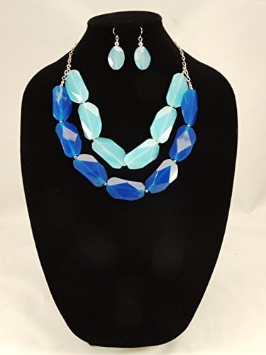 New Turquoise &amp; Blue Bead Statement Necklace &amp; Earring Set