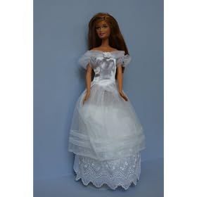 White Princess Gown with Lace Made to Fit the Barbie Doll
