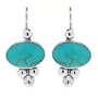 Sterling Silver Turquoise Inlay Oval Drop Earrings with Beads