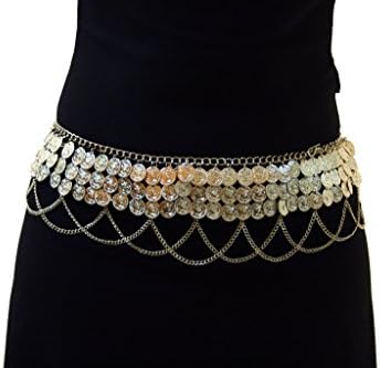 EgyptianSouvenirsGifts Women's Belly Dance Metal Coins Belt Gold