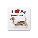 I Love My Basset Hound Rubber Square Coaster (4 pack)