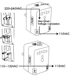 BESTEK Electricity Converter Adapter Step Down 220 to 110 Transformer with USB Power Outlet MRJ301A-10