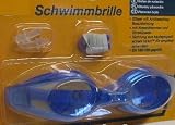 Produkt-Bild: Antibeschlag Schwimmbrille im SET, mit Nasenklammer, Ohrenst&ouml;psel, Taucherbrille / Schwimm Brille blau (LHS)