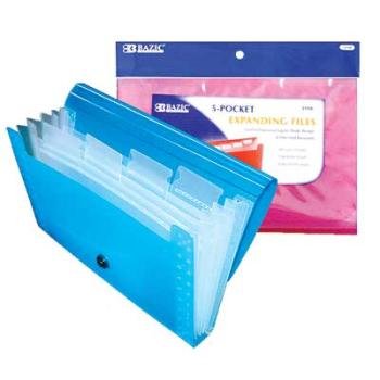 BAZIC 5-Pockets Coupon and Personal Check Size Expanding File