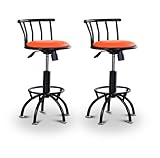 2 24"-29" Orange Nylon Seat Black Adjustable Specialty / Custom Barstools S ....