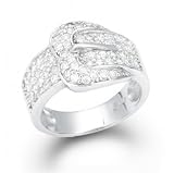 Bling Jewelry Designer Inspired Pave CZ Sterling Silver Buckle Ring
