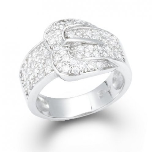 Bling Jewelry Pave CZ Sterling Silver Buckle Ring [Jewelry]