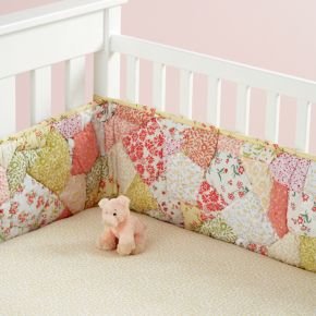 Baby Crib Bedding: Baby Crib Yellow and Pink Floral Print Patchwork Bedding