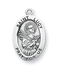 St. Lucy Pendant Oval Sterling Silver with Chain